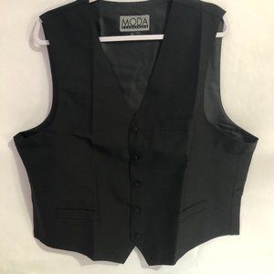 MODA Formalwear Mens Vest Polyester Black Suit Vest Casual Formal XL